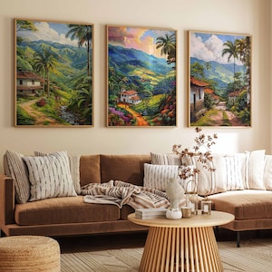 Set of 3 Colombia Poster, Colombia Travel Prints, Colombia Art, Floral Art, Botanical Decor, South American Travel Print