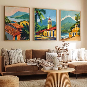 Set of 3 Nicaragua Posters, Nicaragua Travel Prints, Nicaragua Art, Tropical Decor, Floral Art, Central American Travel Print, Latin Gift