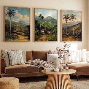 Set of 3 Colombia Poster, Colombia Travel Prints, Colombia Art, Floral Art, Botanical Decor, South American Travel Print