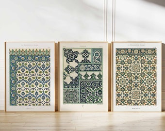 Arabic Pattern Prints, Islamic Decor, Middle Eastern Poster Set, Islamic Wall Art, Arabic Posters, Mughal Art, Muslim Gift, Pattern Art