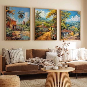 Set van 3 Cuba-posters, Cuba-reisafdrukken, Cuba-kunst, Caribische muurkunst, botanisch decor, Noord-Amerikaanse reisafdruk