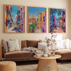 Set of 3 Tel Aviv Travel Posters, Israeli Travel Prints, Israeli Art, Jewish Wall Art, Jewish Decor, Jewish Gift, Israeli Gift, Tel Aviv Art