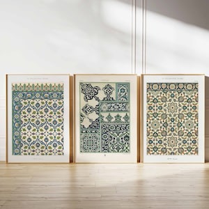 Arabic Pattern Prints, Islamic Decor, Middle Eastern Poster Set, Islamic Wall Art, Arabic Posters, Mughal Art, Muslim Gift, Pattern Art