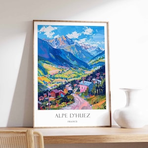 Alpe D&#39;Huez Poster, France Poster, Alps poster, French Alps Poster, Alpe D&#39;Huez Travel Print, Alpe D&#39;Huez Home Decor, Winter Poster