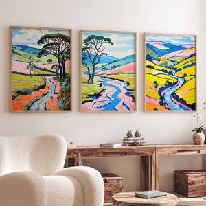 Exmoor National Park Set of 3 Posters, Devon and Somerset Travel Prints, UK Travel Poster, Floral Art, Floral Decor, Nature Print