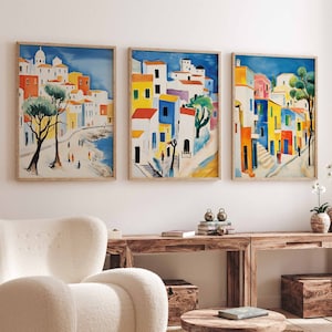 Set of 3 Greek Posters, Vintage Greece Travel Prints, Greece Travel Art, Floral Wall Art, European Travel Art Poster, Greece Decor