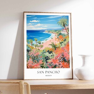 Póster de San Pancho, póster de México, póster de Riviera Nayarit, decoración costera, póster del océano, viajes a San Pancho, arte mural de San Pancho, arte mexicano