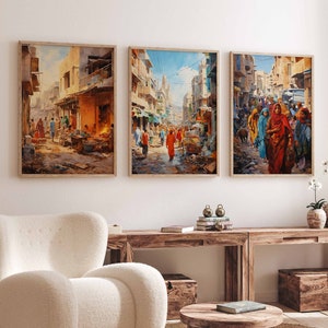 Conjunto de 3 pósteres de Pakistán, impresiones vintage de arte callejero pakistaní, arte islámico, póster de arte popular, arte árabe indio, regalo musulmán, impresión de pared