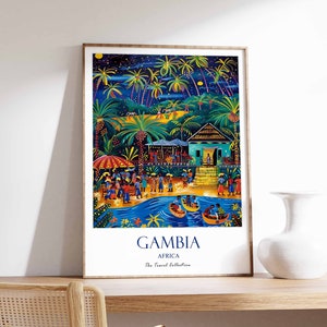 Gambia Poster, West Africa Poster, Africa Poster, African Print, Gambia Wall Decor, African Wall Decor, Beach Travel Poster, Gambia Art