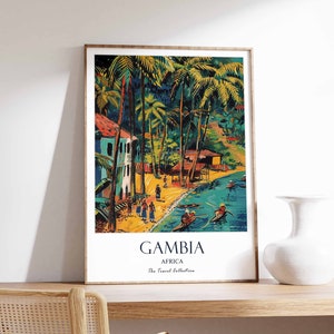 Gambia Poster, West Africa Poster, Africa Poster, African Print, Gambia Wall Decor, African Wall Decor, Beach Travel Poster, Gambia Art