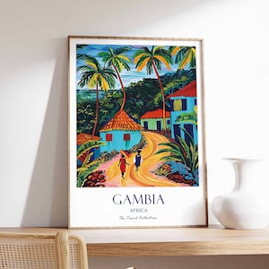 Gambia Poster, West Africa Poster, Africa Poster, African Print, Gambia Wall Decor, African Wall Decor, Beach Travel Poster, Gambia Art