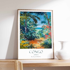 Congo Poster, Africa Poster, Jungle Poster, Rainforest Poster, Wildlife Poster, Adventure Art Poster, Congo Travel Print, Wildlife Artwork