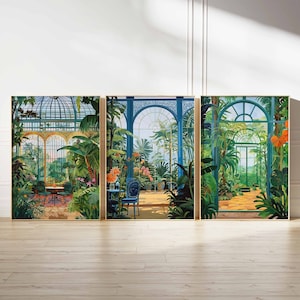 William Morris 3er-Set Drucke, Vintage botanische Gärten Druck, Kew Gardens Druck, Rousseau Wandkunst, Vintage Blumenplakat, Blumenkunst