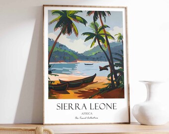 Póster de Sierra Leona, arte mural de Sierra Leona, póster de África occidental, póster de arte africano, decoración de pared de Sierra Leona, decoración de pared africana