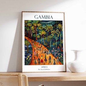 Gambia Poster, West Africa Poster, Africa Poster, African Print, Gambia Wall Decor, African Wall Decor, Beach Travel Poster, Gambia Art
