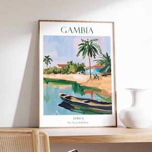 Gambia Poster, West Africa Poster, Africa Poster, African Print, Gambia Wall Decor, African Wall Decor, Beach Travel Poster, Gambia Art