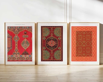 Arabic Pattern Prints, Islamic Decor, Middle Eastern Poster Set, Islamic Wall Art, Arabic Posters, Mughal Art, Muslim Gift, Pattern Art