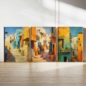 Set of 3 Morocco Posters, Vintage Moroccan Aesthetic Prints, Morocco Travel Art, Floral Wall Art, Islamic Art Poster, North African Decor