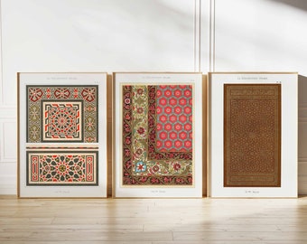 Arabic Pattern Prints, Islamic Decor, Middle Eastern Poster Set, Islamic Wall Art, Arabic Posters, Mughal Art, Muslim Gift, Pattern Art