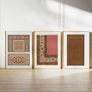 Arabic Pattern Prints, Islamic Decor, Middle Eastern Poster Set, Islamic Wall Art, Arabic Posters, Mughal Art, Muslim Gift, Pattern Art