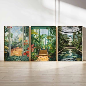 William Morris 3er-Set Drucke, Vintage botanische Gärten Druck, Kew Gardens Druck, Rousseau Wandkunst, Vintage Blumenplakat, Blumenkunst