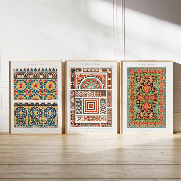 Arabic Pattern Prints, Islamic Decor, Middle Eastern Poster Set, Islamic Wall Art, Arabic Posters, Mughal Art, Muslim Gift, Pattern Art