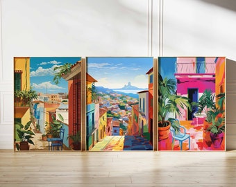 Conjunto de 3 pósteres de Venezuela, estampados florales vintage de Venezuela, arte indígena, póster de arte popular, arte sudamericano, impresión latina