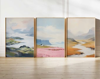 Set of 3 Iceland Poster Set, Vintage Icelandic Travel Prints, Reykjavik Travel Art, European City Poster, Iceland Wall Art, French Poster