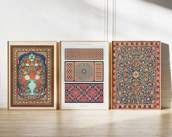 Arabic Pattern Prints, Islamic Decor, Middle Eastern Poster Set, Islamic Wall Art, Arabic Posters, Mughal Art Muslim Gift Indian Pattern Art