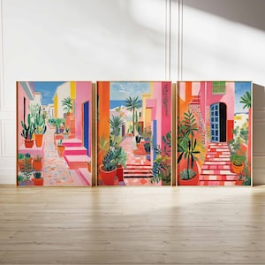 Set of 3 Spain Posters, Vintage Spanish Aesthetic Prints, Spanish Travel Art, Floral Wall Art, Spain Art Poster, Tropical Floral Art