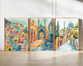 Set of 3 Iran Poster Set, Vintage Iran Art Set, Iran Poster, Persian Poster, Middle East Poster, Cultural Poster, Islamic Poster, Iran Decor