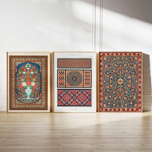Arabic Pattern Prints, Islamic Decor, Middle Eastern Poster Set, Islamic Wall Art, Arabic Posters, Mughal Art Muslim Gift Indian Pattern Art