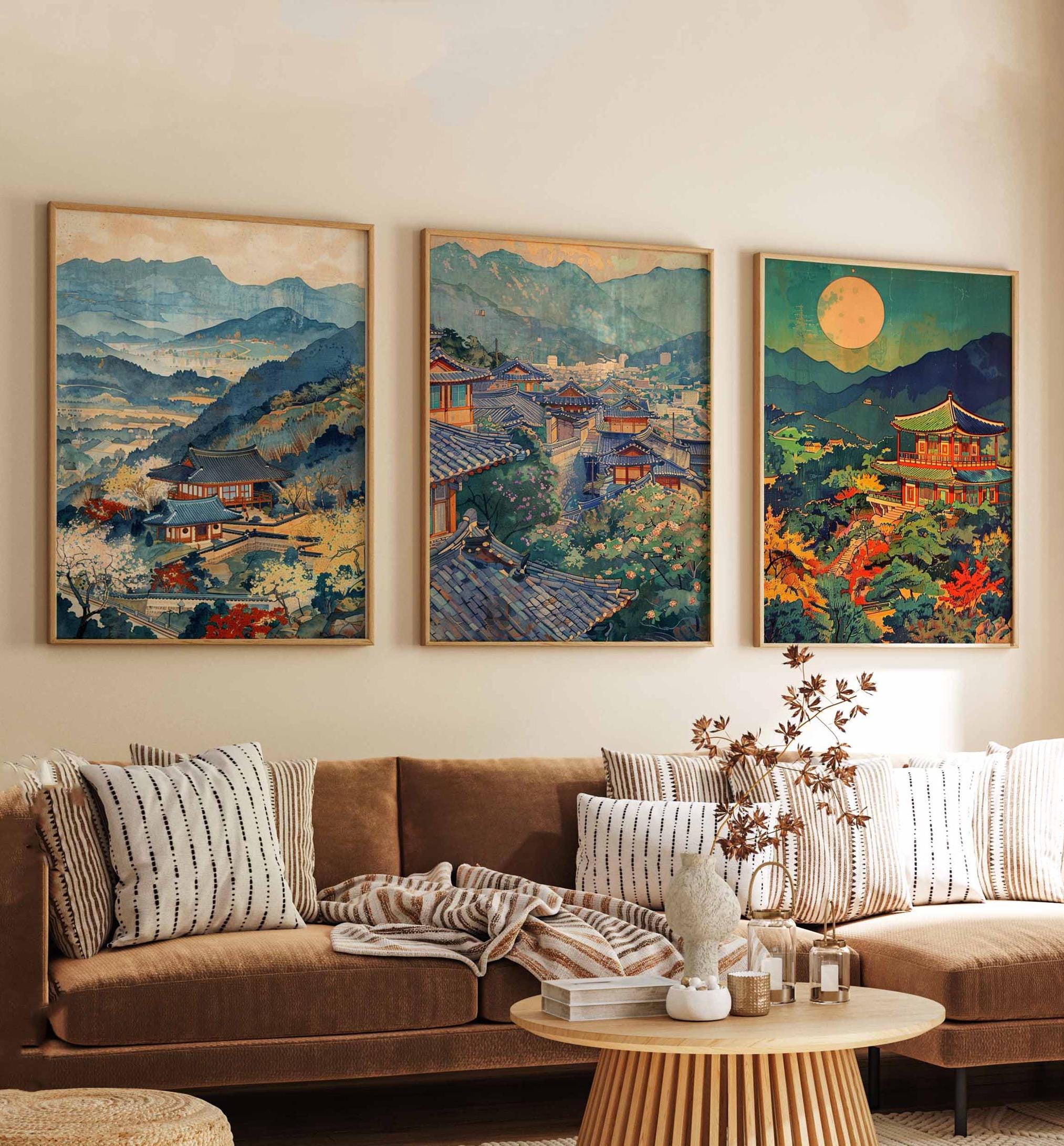 Set of 3 South Korea Posters, Korea Travel Prints, Seoul, Busan