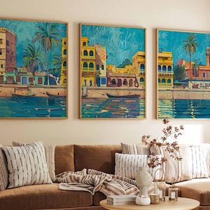Set of 3 Karachi Posters, Pakistan Travel Prints, Karachi Travel Art, Islamic Wall Art, Islamic Travel Posters, Muslim Gift, Pakistani Decor