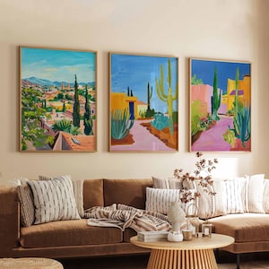 Set of 3 Tucson Posters, Tucson Arizona Prints, Tucson Travel Poster Set, Arizona Desert Wall Art Decor, Tucson Landscape Print Set