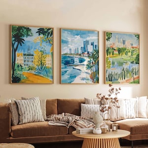 Set of 3 Charlotte North Carolina Posters, Travel Posters Set, Charlotte Prints, North Carolina Wall Art, Charlotte City Decor