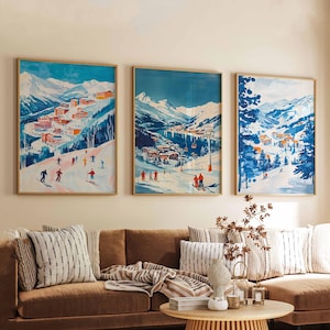 Les Menuires Ski Poster Set, Les Menuires, France Poster, France Print, Les Menuires Ski Resort Wall Art, Skiing Gift, Winter Wall Art