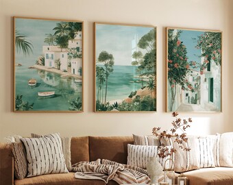 Ibiza Spain Poster Set Of 3 | Coastal Beach Wall Art