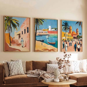 Set of 3 Senegal Posters, African Travel Prints, Senegal Wall Art Set, Senegal City Prints, African Decor, Senegal Gift Posters