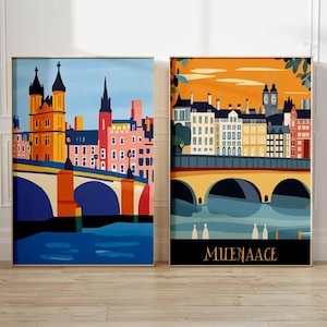 Set mit 2 London Bridge Postern, London Reisedruck, UK City Wandkunst, Vintage Stil London Dekor, Britische Kunstwerk, London Bridge Poster