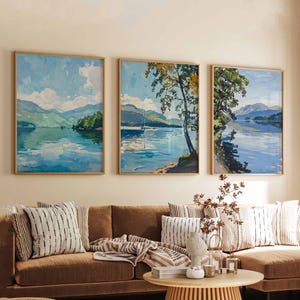 Set of 3 Coniston Water Lake District Travel Poster, UK Wall Art, Scenic Print, Coniston Lake Art, British Nature Print, Travel Poster