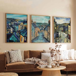 Set of 3 Huddersfield Posters, UK Town Prints, West Yorkshire Wall Art, Huddersfield Art Set, Travel Poster Prints, Vintage Style Decor