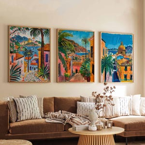 Set van 3 Palermo reisposters, Italië kunst aan de muur wordt afgedrukt, decor Palermo stad, Italiaanse reisposter, Italië reisposter, kunstwerk skyline van Sicilië,