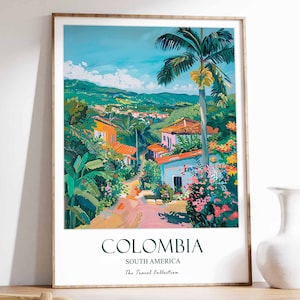 Colombia Print, Colombia Travel Poster, South America Travel Art, Tropical Decor, Botanical Art, South American Wall Art, Colombian Gift