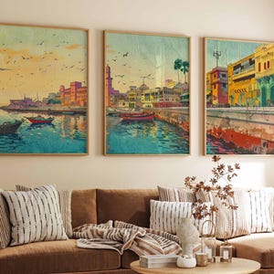 Set of 3 Karachi Posters, Pakistan Travel Prints, Karachi Travel Art, Islamic Wall Art, Islamic Travel Posters, Muslim Gift, Pakistani Decor