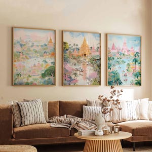 Set of 3 Thailand Posters, Thailand Travel Prints, Thailand Wall Art, Thai Prints Set, Thailand Decor, Thailand Landscape Posters