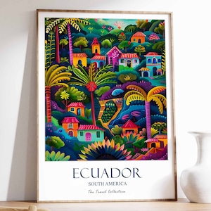 Ecuador Travel Poster, Ecuador Print, South America Travel Art, Floral Poster, South American Wall Art, Latin Poster, Ecuador Gift