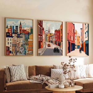 Set of 3 Shoreditch Posters, London Travel Prints, Urban Art Wall Decor Set, Trendy Street Scene Poster Prints, Modern Gift Idea