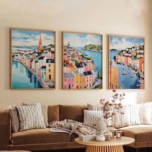Set of 3 Kinsale Posters, Ireland Travel Prints, Coastal Wall Art Set, Harbour Poster Prints, Irish Seaside Decor Gift Set