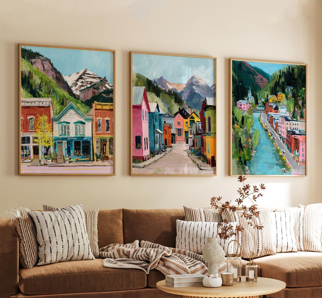 Telluride USA Travel Poster Set of 3 Colorado Mountain Town Wall Art ...